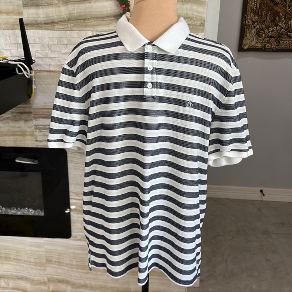 Penguin Men’s Short Sleeve Striped Polo. Size XL (797G)